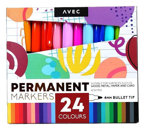 Zestaw markerów permanentnych - 24 kolory