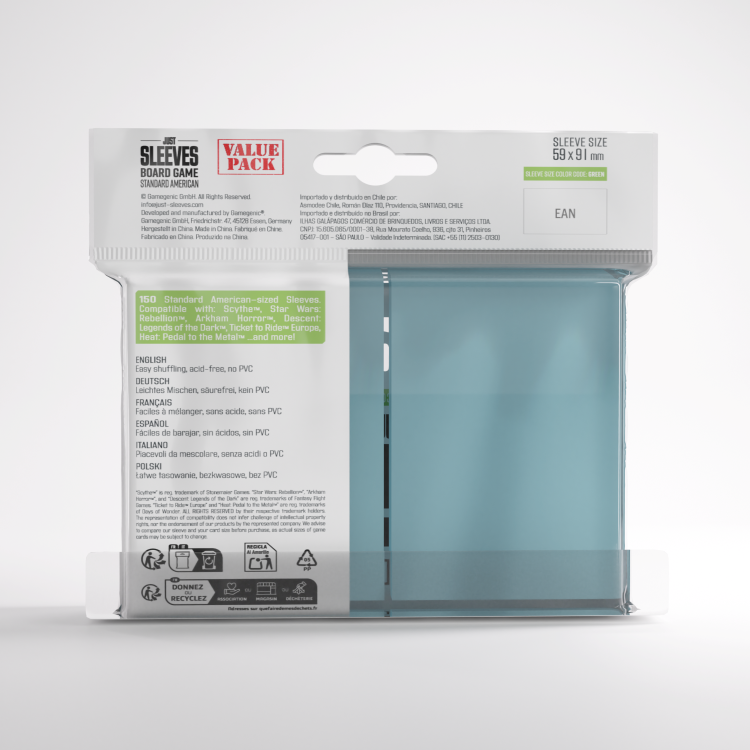 Koszulki Gamegenic: Just Sleeves - Board Game Sleeves (59 x 91 mm) - 150 sztuk Clear