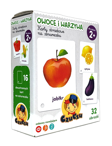 CzuCzu karty obrazkowe na sznureczku owoce i warzywa.