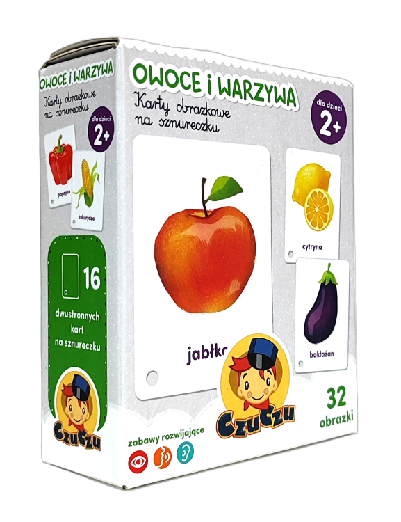CzuCzu karty obrazkowe na sznureczku owoce i warzywa.