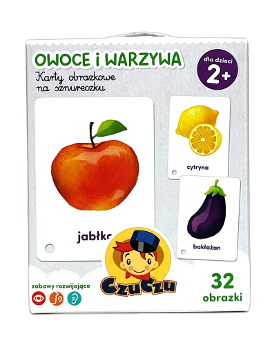 CzuCzu karty obrazkowe na sznureczku owoce i warzywa.