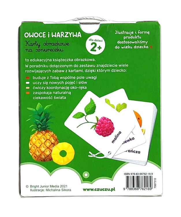 CzuCzu karty obrazkowe na sznureczku owoce i warzywa.