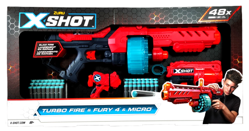 Zestaw pistoletów ZURU X-SHOT Turbo Fire & Fury 4 & Micro