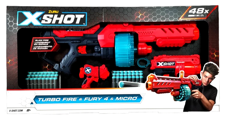 Zestaw pistoletów ZURU X-SHOT Turbo Fire & Fury 4 & Micro