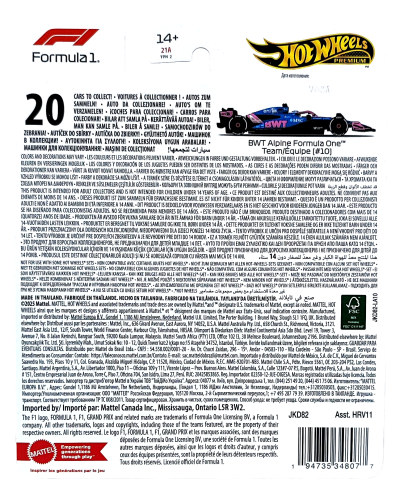 Hot Wheels Premium Formuła 1 BWT Alpine Formula One Team 2025