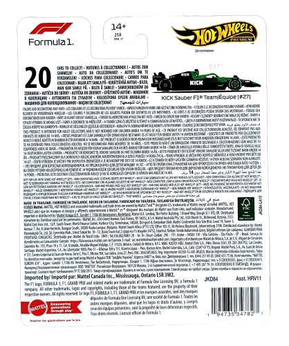 Hot Wheels Premium Formuła 1 KICK Sauber F1 Team 2025