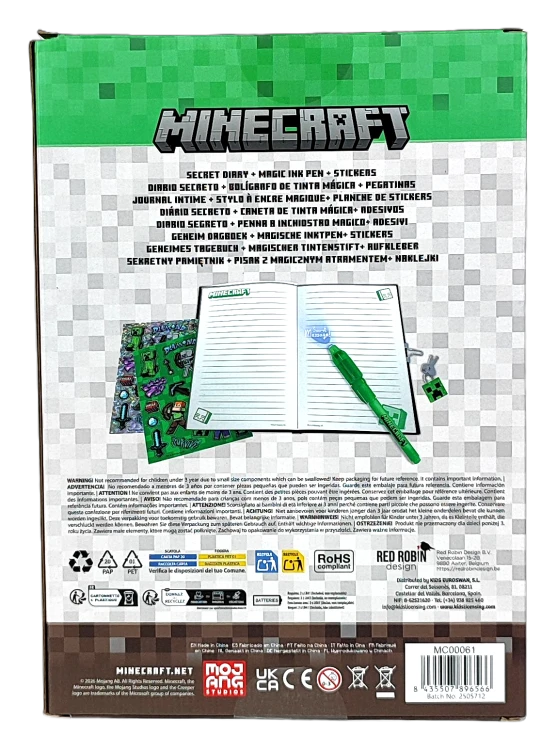 Minecraft: Pamiętnik z magicznym długopisem + naklejki