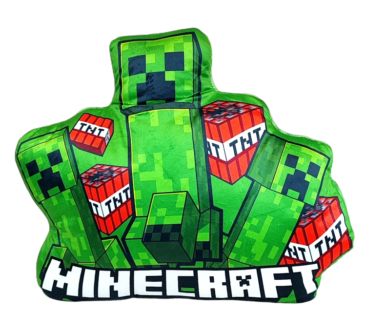Zielona poduszka kształtka Minecraft Creeper 40 x 32 cm
