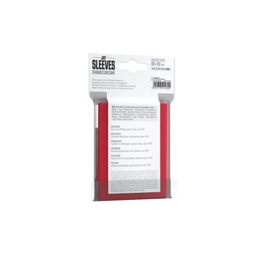 Koszulki na karty Gamegenic: Just Sleeves - (66x92 mm), Czerwone, 50 sztuk