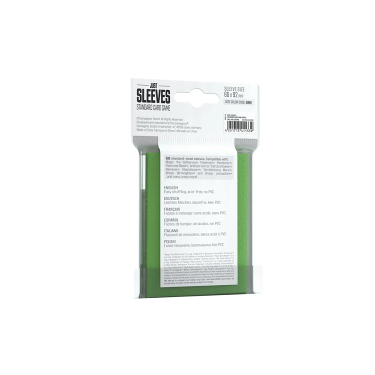Koszulki na karty Gamegenic: Just Sleeves - (66x92 mm), Zielone, 50 sztuk