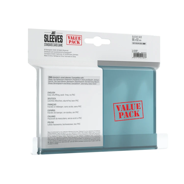 Koszulki na karty Gamegenic: Just Sleeves - (66x92 mm) - Value Pack, 250 sztuk
