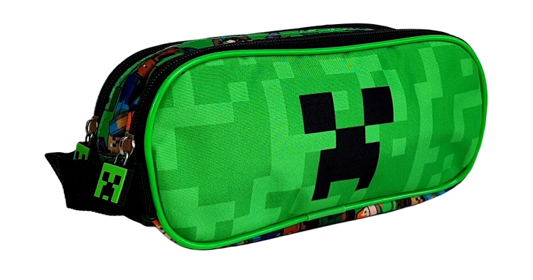 Dwukomorowy piórnik Minecraft Face 22 x 9 x 8 cm.