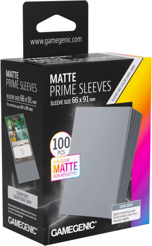 Koszulki na karty Gamegenic: Matte Prime Sleeves (66x91 mm) - Dark Gray - 100 sztuk