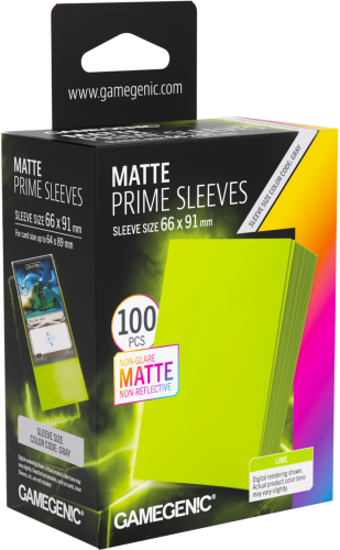 Koszulki na karty Gamegenic: Matte Prime Sleeves (66x91 mm) - Lime - 100 sztuk