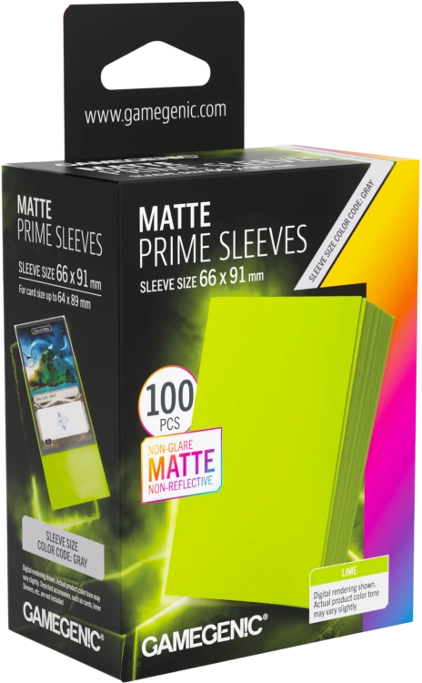 Koszulki na karty Gamegenic: Matte Prime Sleeves (66x91 mm) - Lime - 100 sztuk