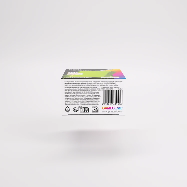 Koszulki na karty Gamegenic: Matte Prime Sleeves (66x91 mm) - Lime - 100 sztuk