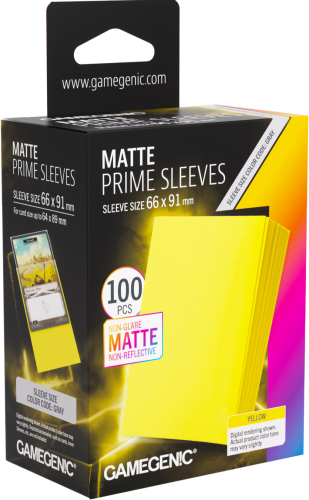 Koszulki na karty Gamegenic: Matte Prime Sleeves (66x91 mm) - Yellow - 100 sztuk.