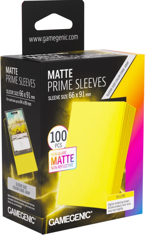 Koszulki na karty Gamegenic: Matte Prime Sleeves (66x91 mm) - Yellow - 100 sztuk.