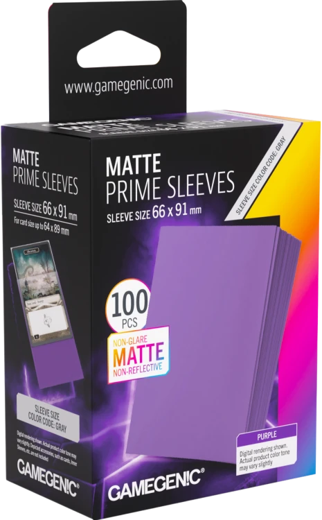 Koszulki na karty Gamegenic: Matte Prime Sleeves (66x91 mm) - Purple - 100 sztuk
