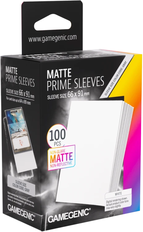 Koszulki na karty Gamegenic: Matte Prime Sleeves (66x91 mm) - White - 100 sztuk