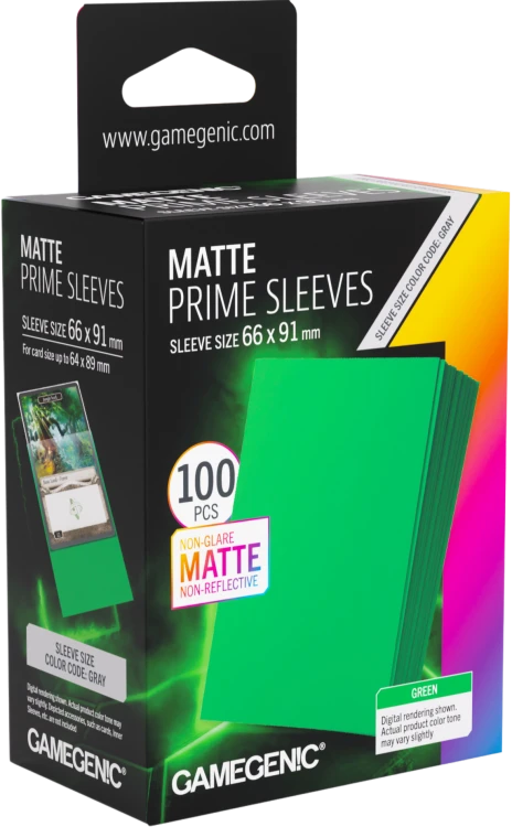 Koszulki na karty Gamegenic: Matte Prime Sleeves (66x91 mm) - Green - 100 sztuk.