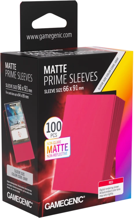Koszulki na karty Gamegenic: Matte Prime Sleeves (66x91 mm) - Red - 100 sztuk.