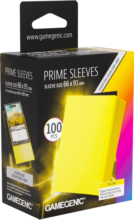 Koszulki na karty Gamegenic: Prime Sleeves (66x91 mm) -Yellow - 100 sztuk..