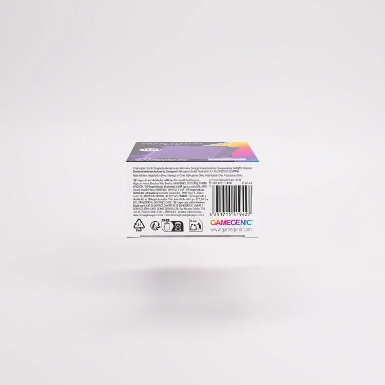 Koszulki na karty Gamegenic: Prime Sleeves (66x91 mm) - Purple - 100 sztuk.