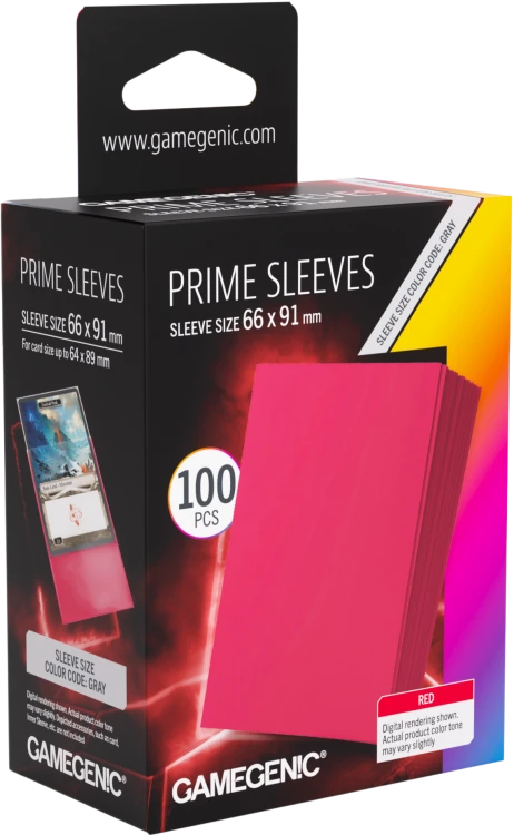 Koszulki na karty Gamegenic: Prime Sleeves (66x91 mm) - Red - 100 sztuk