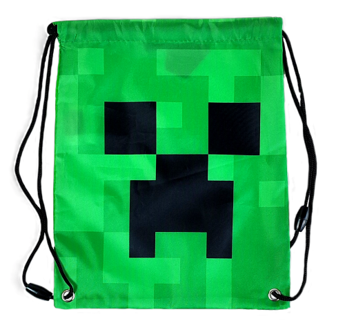 Zielony worek, torba sportowa Minecraft Face 30 x 24 cm