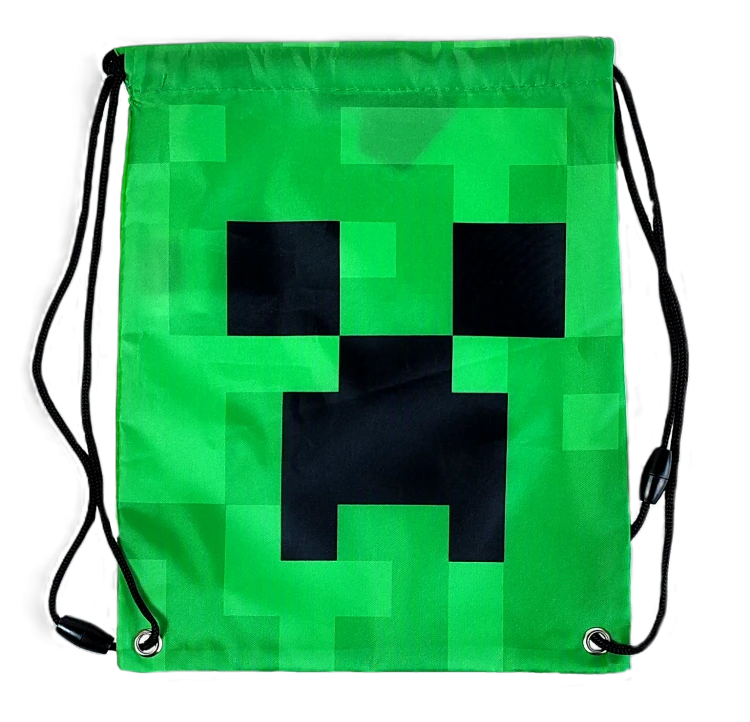 Zielony worek, torba sportowa Minecraft Face 30 x 24 cm