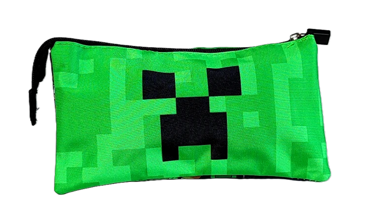 Saszetka 3 komory Minecraft Face 21 x 11 x 3.5 cm.