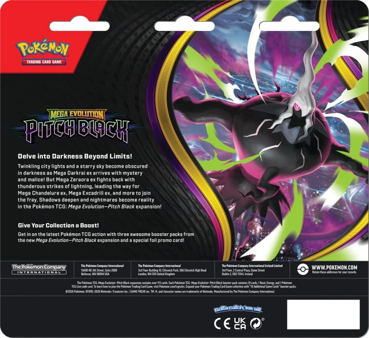 Pokémon TCG: Mega Evolution - Pitch Black - 3-Pack Blister - Binacle