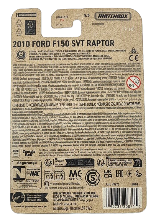 5/5 Matchbox -  2010 Ford F150 SVT Raptor