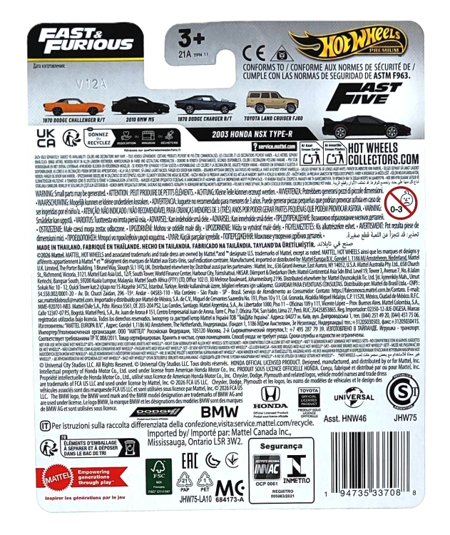 3/5 Hot Wheels Premium Fast & Furious - 2003 Honda NSX Type-R