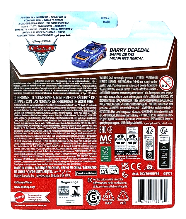 Samochód Disney Pixar Cars - Barry Depedal