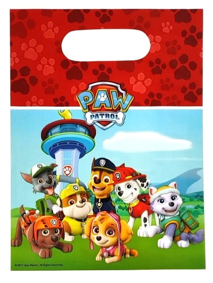 Torebki foliowe urodzinowe Psi Patrol 6 szt.