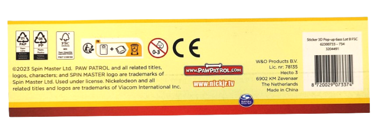 Naklejki wypukłe Psi Patrol 16 sztuk