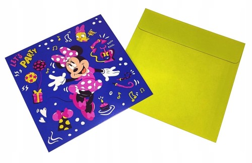 Zaproszenia urodzinowe z kopertami Disney Myszka Minnie 12 x 12 cm