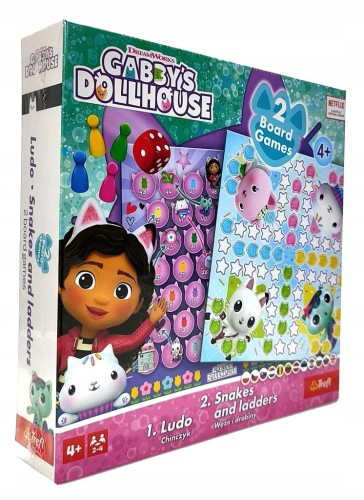 Klasyczna gra 2w1 Chińczyk / Węże i drabiny - Koci Domek Gabi