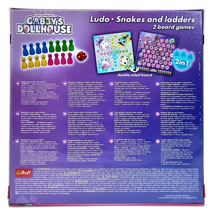 Klasyczna gra 2w1 Chińczyk / Węże i drabiny - Koci Domek Gabi