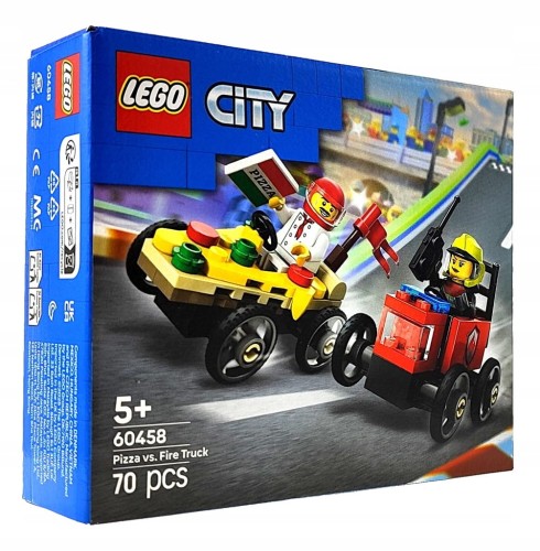 LEGO City Zestaw wyścigówek: pizza kontra wóz strażacki 60458
