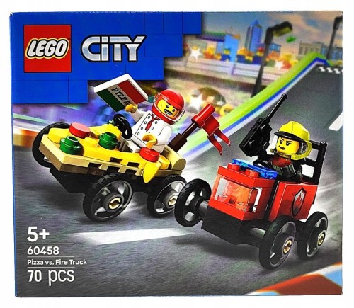 LEGO City Zestaw wyścigówek: pizza kontra wóz strażacki 60458