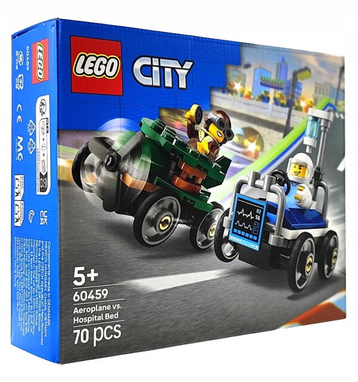 LEGO City Zestaw wyścigówek: samolot kontra łóżko szpitalne 60459