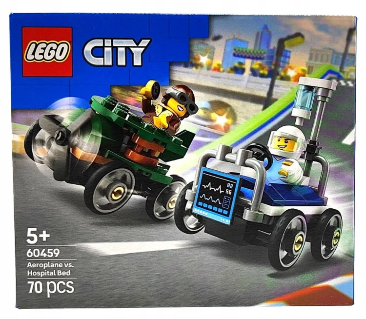 LEGO City Zestaw wyścigówek: samolot kontra łóżko szpitalne 60459