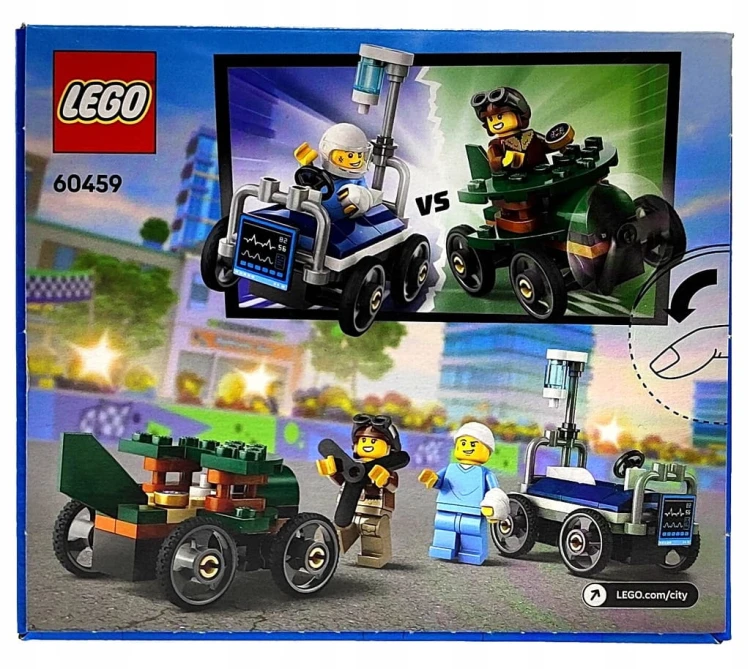 LEGO City Zestaw wyścigówek: samolot kontra łóżko szpitalne 60459