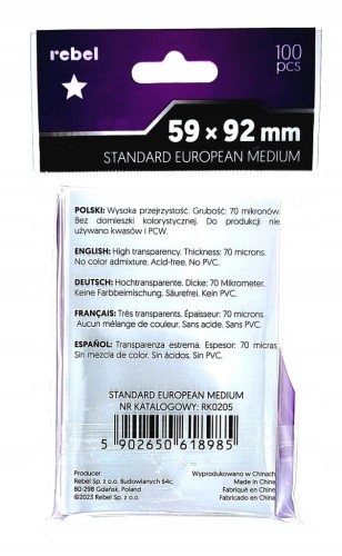 Koszulki na karty Rebel (59x92 mm) Aquila Standard European Medium 100 szt.