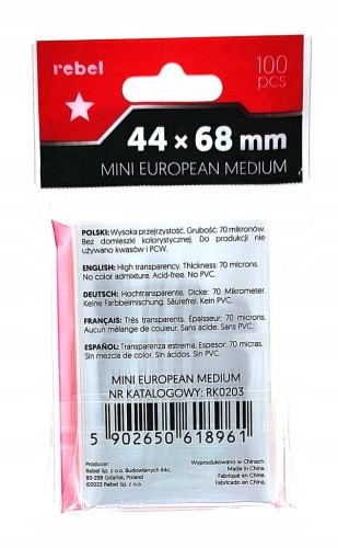 Koszulki na karty Rebel (44x68 mm) Ara Mini European Medium - 100 sztuk