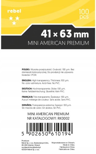 Koszulki na karty Rebel (41x63 mm) Lyra Mini American Premium 100 szt