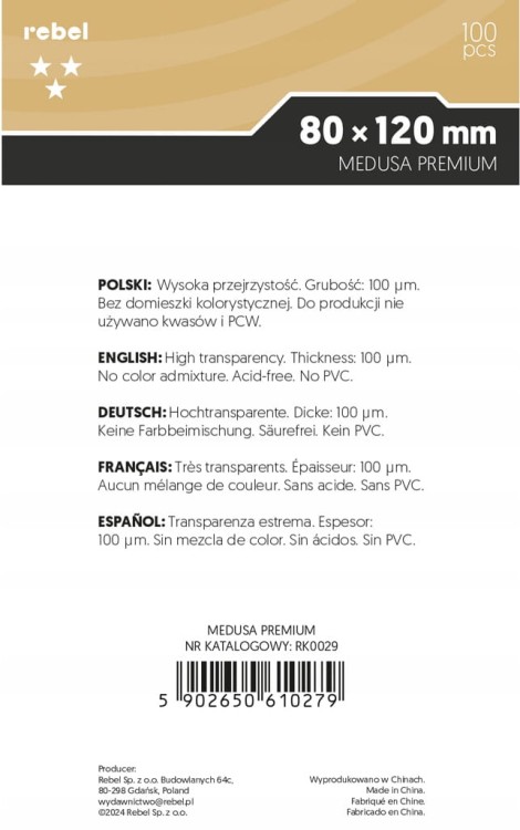 Koszulki na karty Rebel (80x120 mm) Libra Medusa Premium 100 szt